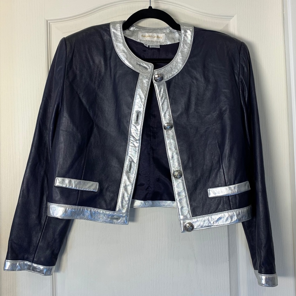 Margareth Godfrey‎ Leather Jacket – Made in Canada – Silver Trim